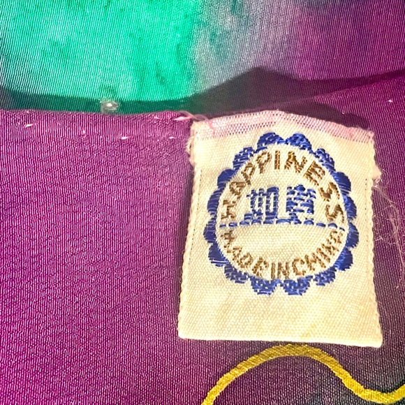 Vintage Handpainted Tie Dye Silk Scarf - Picture 3 of 10